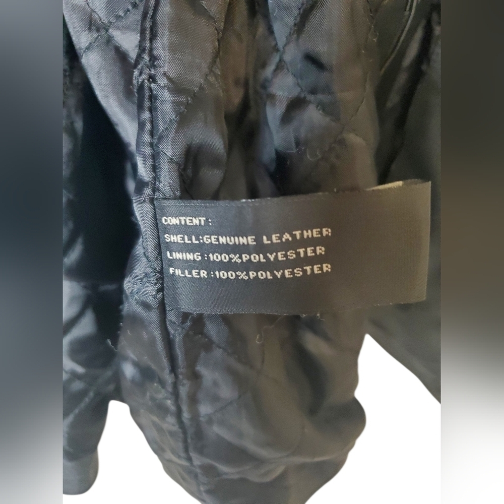 Irvine Park Size M 100% Polyester Women's Black Double-Breasted Leather Jacket - Picture 6 of 7